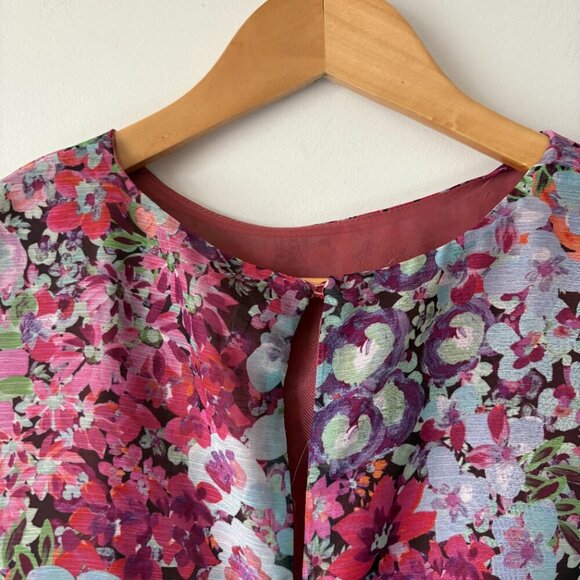 Zara Multi Floral Cut Out Long Sleeve Dress NWOT Size Medium - Picture 11 of 13